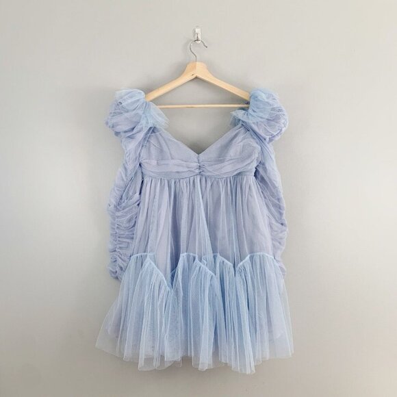ワンピース ZIMMERMANN Powder Blue Polyester Dress Zimmermann - Blue Floral Natura Feather Slip Gown